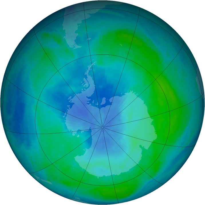 Antarctic ozone map for 25 February 2001
